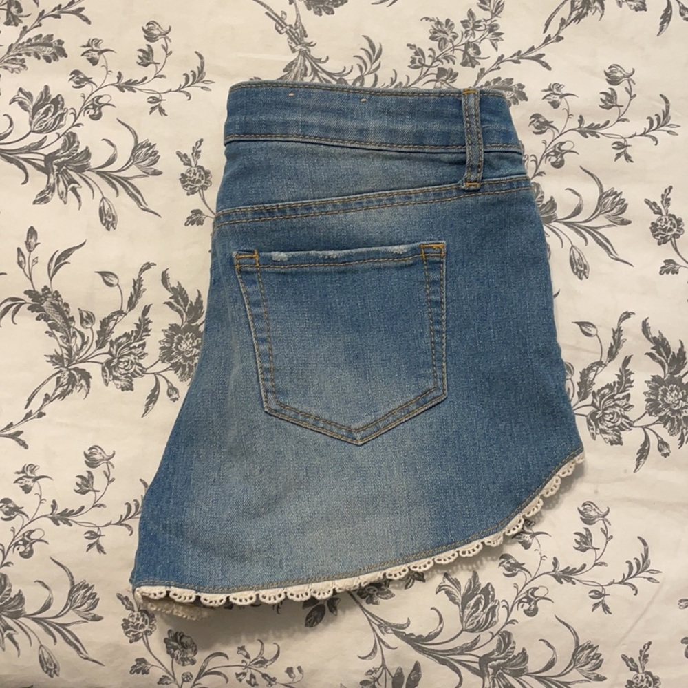 Altar'd State Denim Shorts with Lace trim